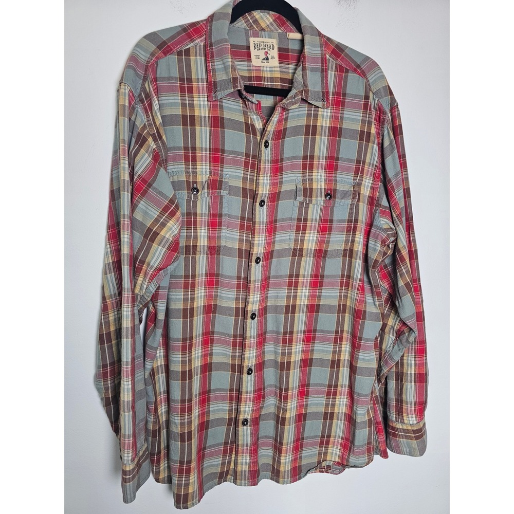 Rustic RedHead Brand Co Plaid Flannel Shirt Mens L Multicolor Cotton Button Up
